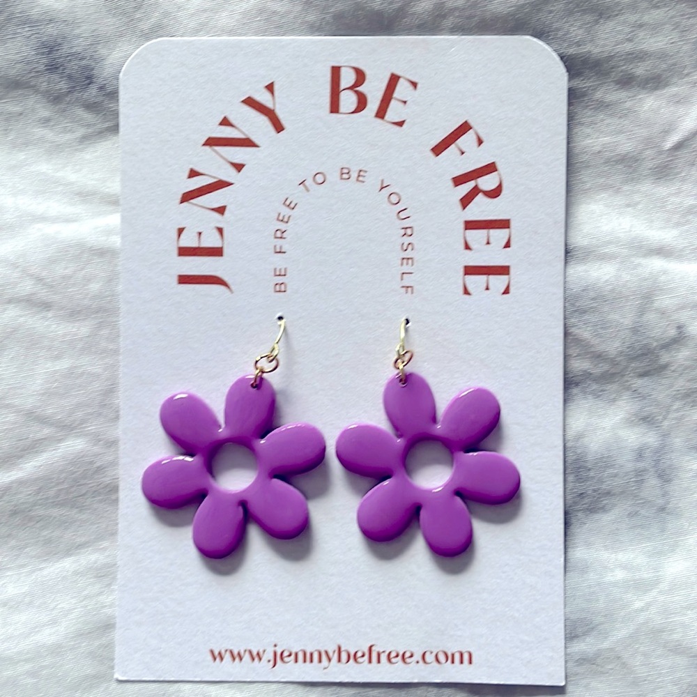 Purple Flower Earrings NWT